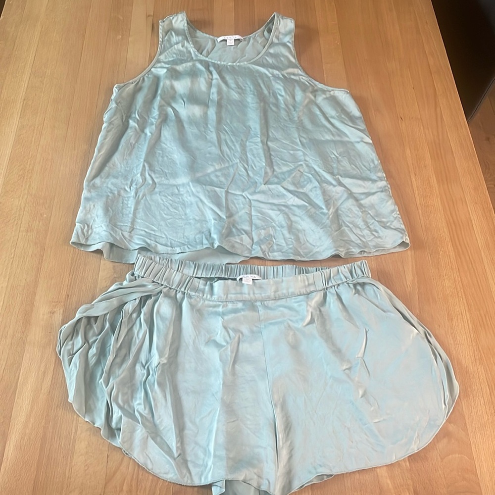 Lunya Women's Light Teal (Aloe) Silk Pajama Set Medium